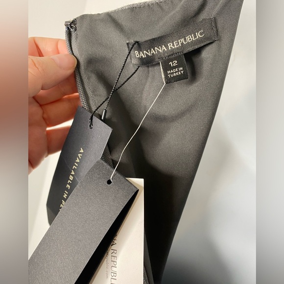 BANANA REPUBLIC NWT Italian Herringbone Flannel Peplum Gray Square Neck Dress - Picture 9 of 9